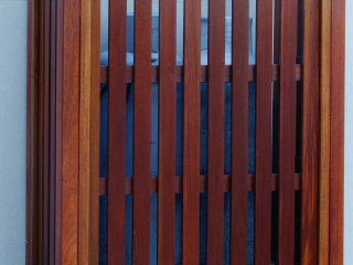 Timber Screening for Gas Bottle Enclosure featuring Pacfic Jarrah from Tradeware Building Supplies.