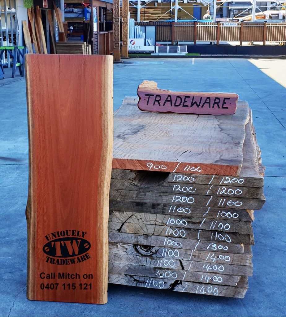 Bluegum Timber Slabs available from TRADEWARE Building Supplies Bluegum Timber Slabs available from TRADEWARE Building Supplies, Chandler Brisbane suppliers of quality timber.