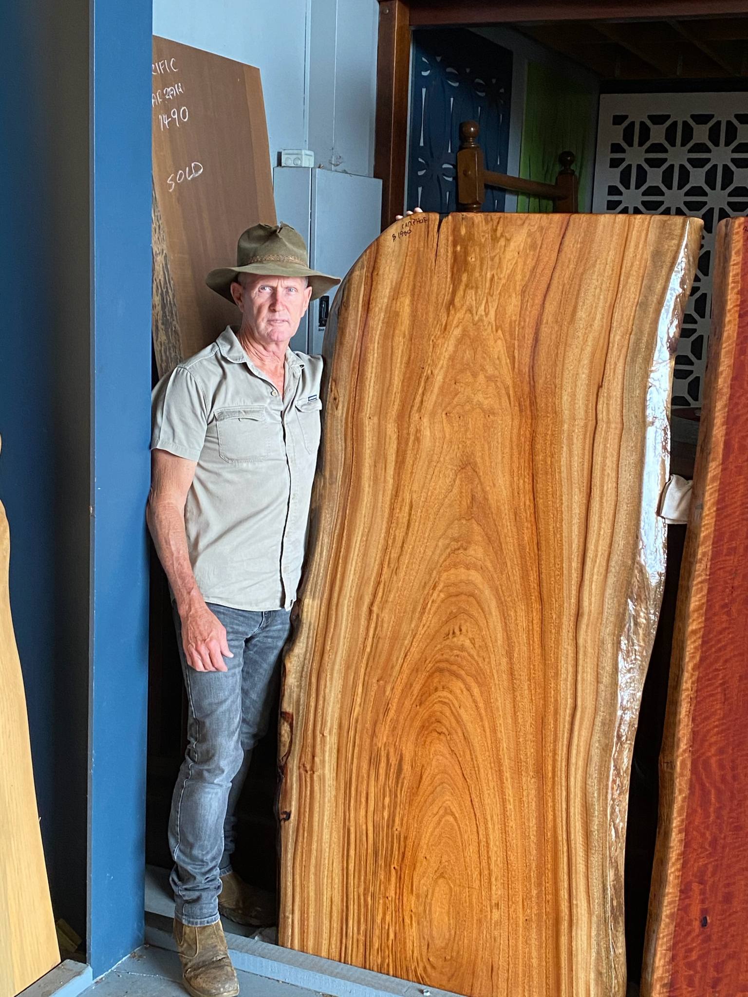Timber Slabs - image Camphor-Laurel-1900-long-x-approx-900-wide on https://tradewarebuildingsupplies.com