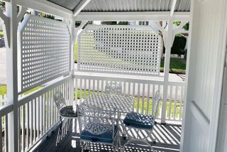 White timber lattice for privacy screen on front verandah from Tradeware Building Supplies