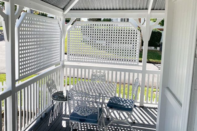 White Timber Lattice | Tradeware Building Supplies White timber lattice for privacy screen on front verandah from Tradeware Building Supplies
